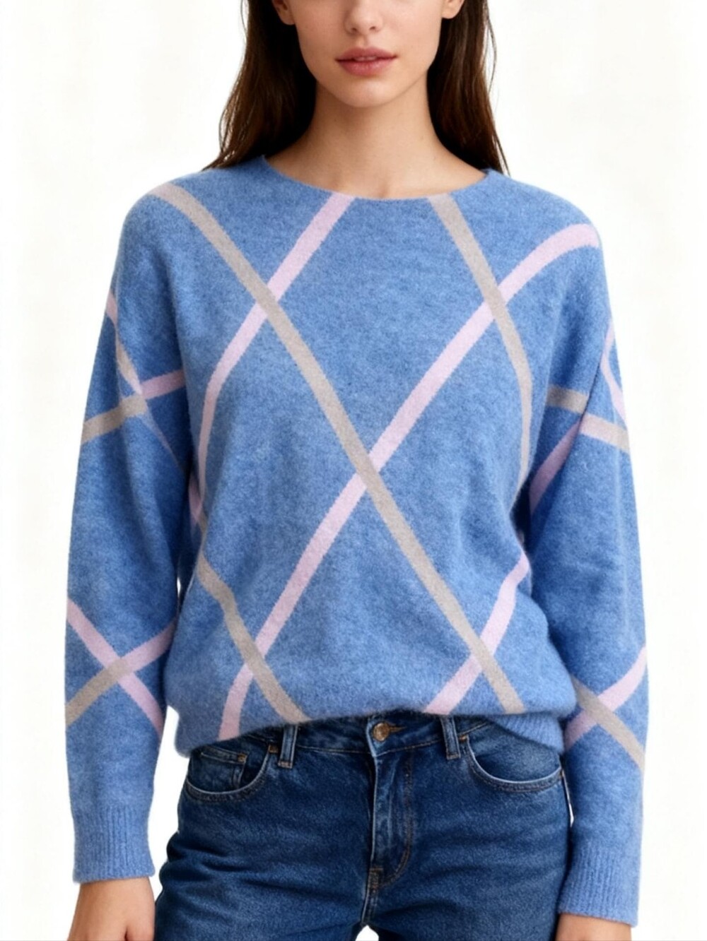 NEW! Bianco & Blu Luxury Mohair Yarn Blue Sweater Size L